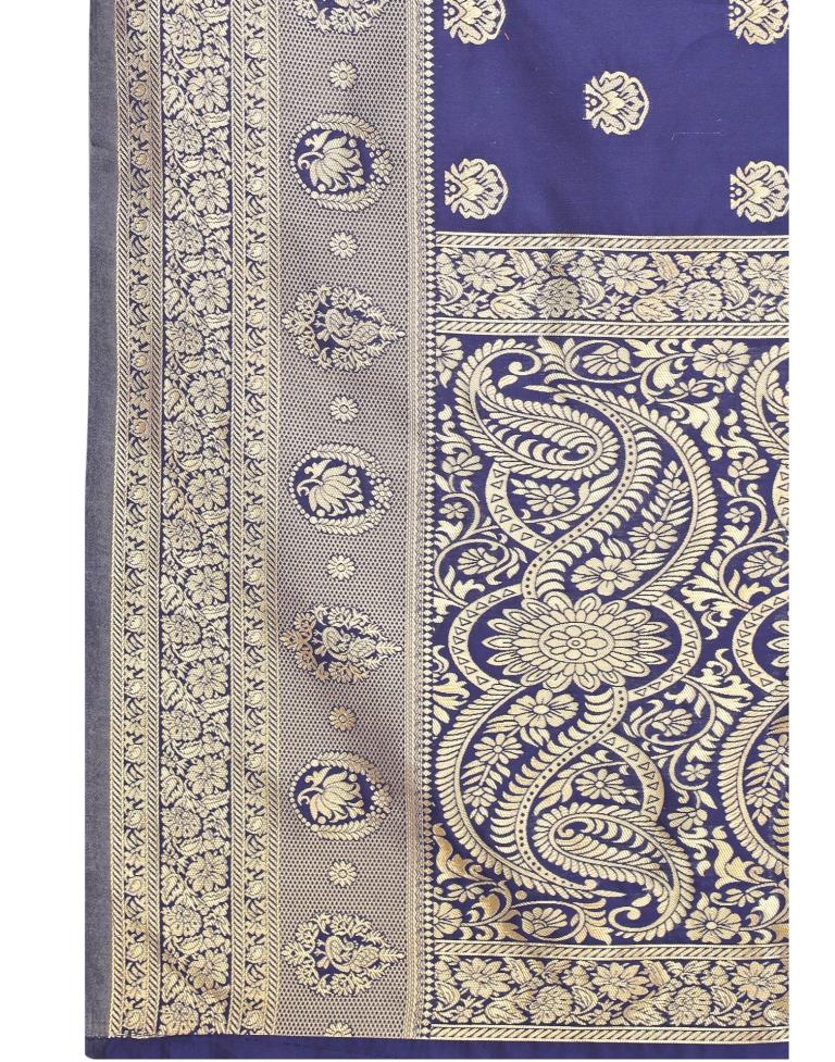 Navy Blue Coloured Poly Silk Jacquard Partywear saree | Leemboodi