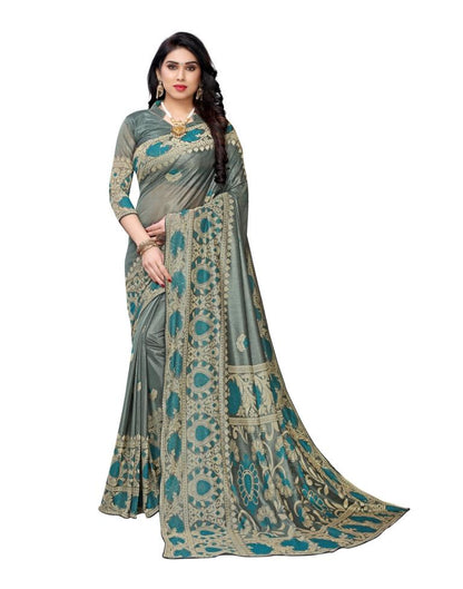 Teal Blue Terylene Saree | Leemboodi