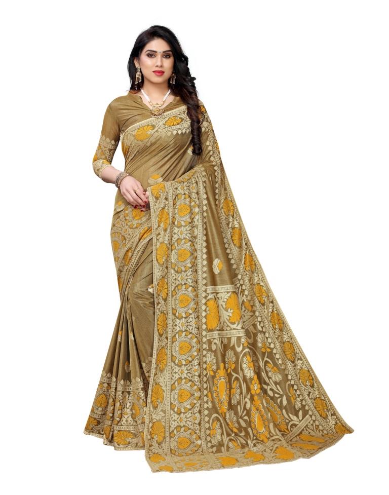 Mustard Yellow Terylene Saree | Leemboodi