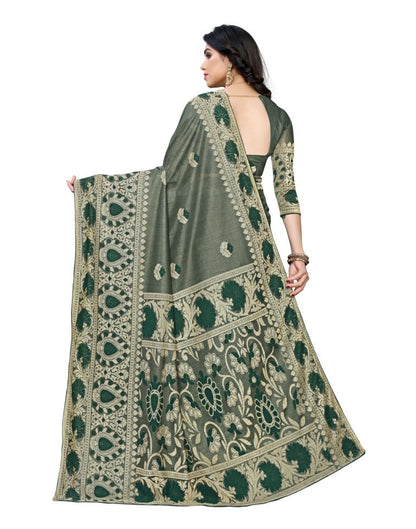 Dark Green Coloured Lycra Jacquard Partywear saree | Leemboodi