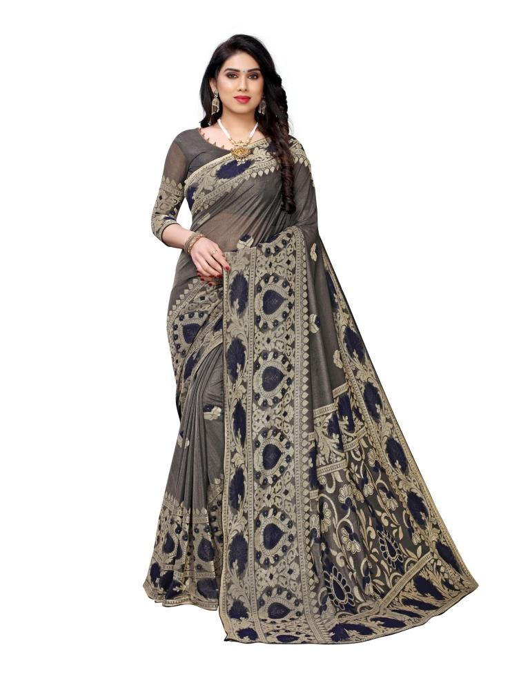 Navy Blue Terylene Saree | Sudathi