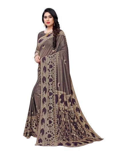 Purple Wine Coloured Lycra Jacquard Partywear saree | Leemboodi