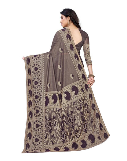 Purple Wine Coloured Lycra Jacquard Partywear saree | Leemboodi