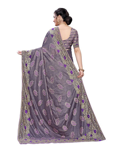 Violet Coloured Lycra Jacquard Partywear saree | Leemboodi