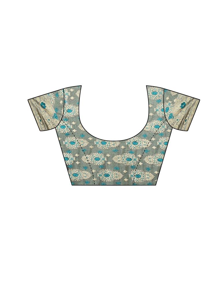 Teal Blue Coloured Lycra Jacquard Partywear saree | Leemboodi