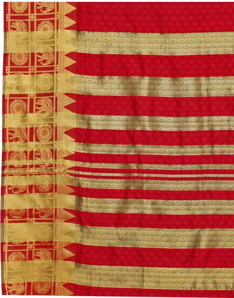 Red Coloured Poly Silk Jacquard Partywear saree | Sudathi