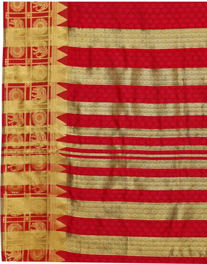 Red Coloured Poly Silk Jacquard Partywear saree | Sudathi