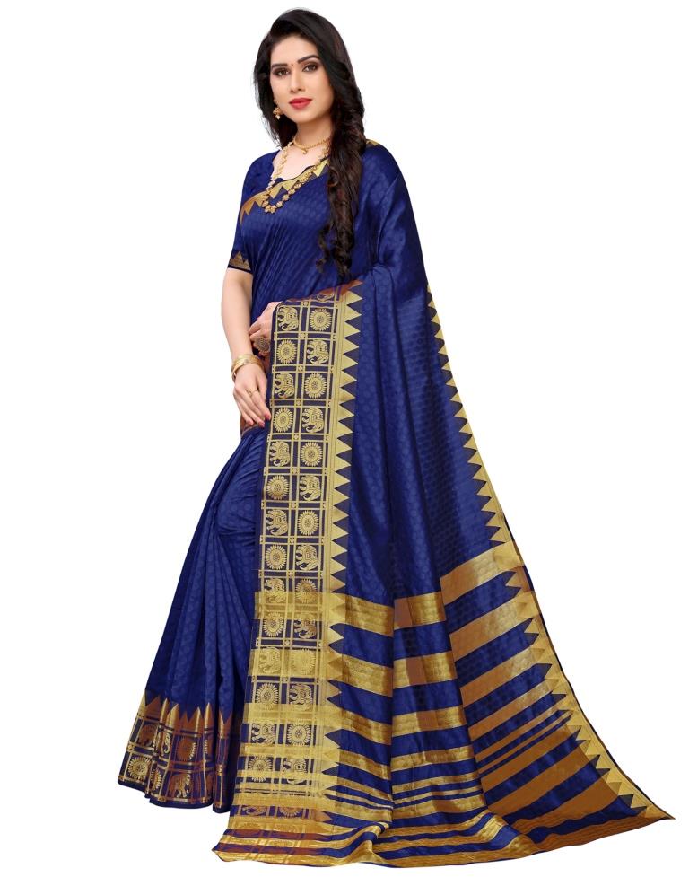 Navy Blue Coloured Poly Silk Jacquard Partywear saree | Leemboodi