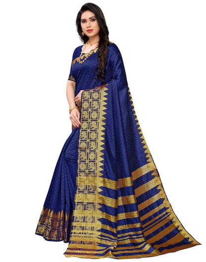 Navy Blue Coloured Poly Silk Jacquard Partywear saree | Leemboodi
