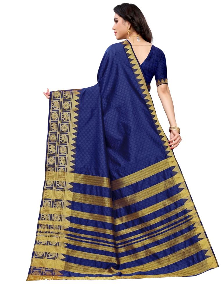 Navy Blue Coloured Poly Silk Jacquard Partywear saree | Leemboodi