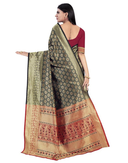 Black Coloured Poly Silk Jacquard Partywear saree | Sudathi