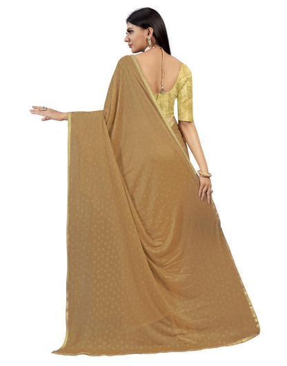 Dark Beige Coloured Lycra Foil Printed Laced Casual saree | Sudathi