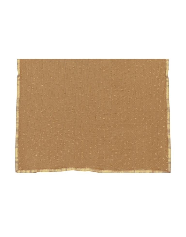 Dark Beige Coloured Lycra Foil Printed Laced Casual saree | Sudathi