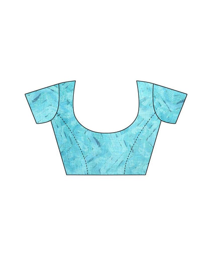 Blue Coloured Linen Digital Printed Jari Border Partywear saree | Leemboodi