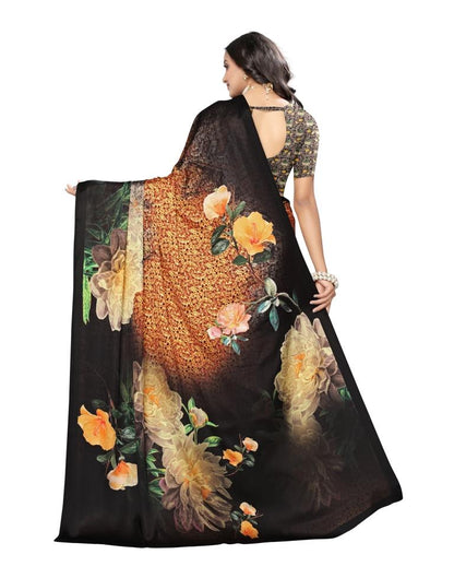 Black Coloured Art Silk Digital Printed Partywear saree | Leemboodi
