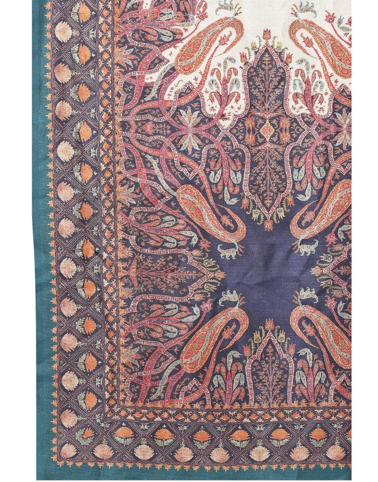 Navy Blue Printed Silk Saree