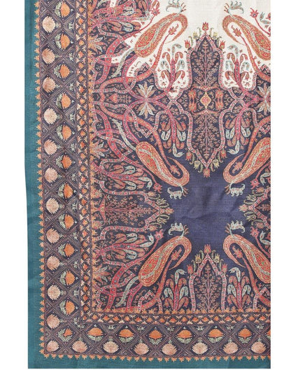 Navy Blue Printed Silk Saree