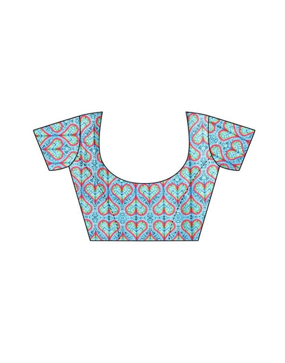 Blue Printed Silk Saree