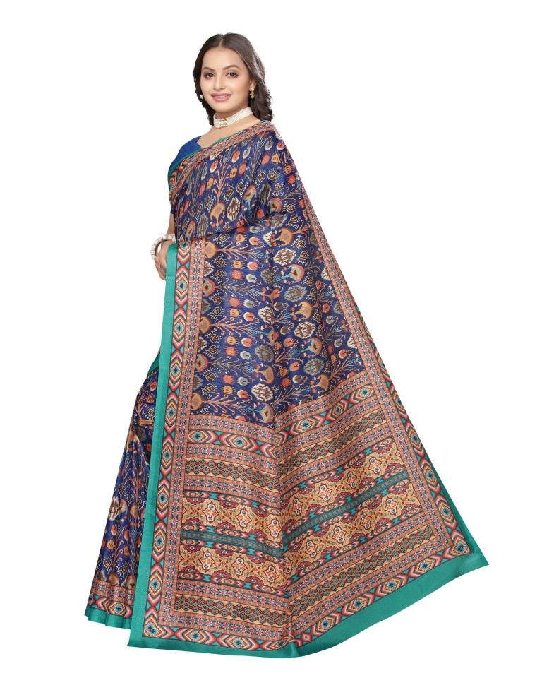 Navy Blue Coloured Art Silk Digital Printed Partywear saree | Leemboodi