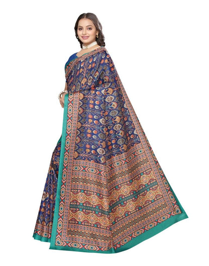 Navy Blue Coloured Art Silk Digital Printed Partywear saree | Leemboodi