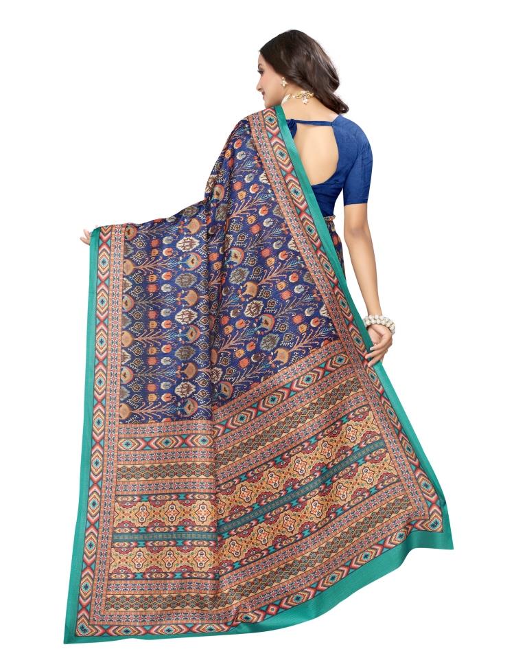 Navy Blue Coloured Art Silk Digital Printed Partywear saree | Leemboodi