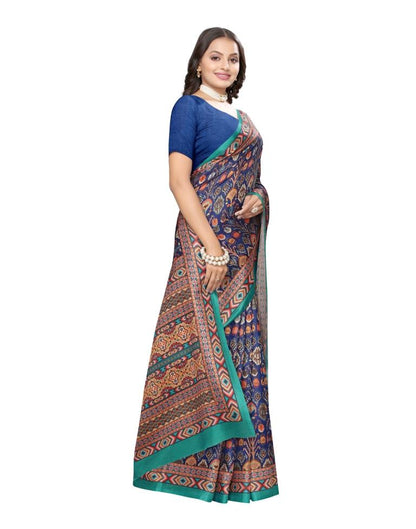 Navy Blue Coloured Art Silk Digital Printed Partywear saree | Leemboodi