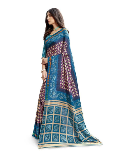 Blue Coloured Poly Silk Printed Casual saree | Sudathi