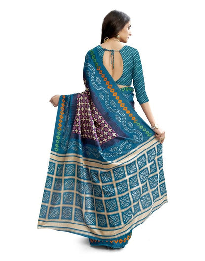 Blue Coloured Poly Silk Printed Casual saree | Sudathi
