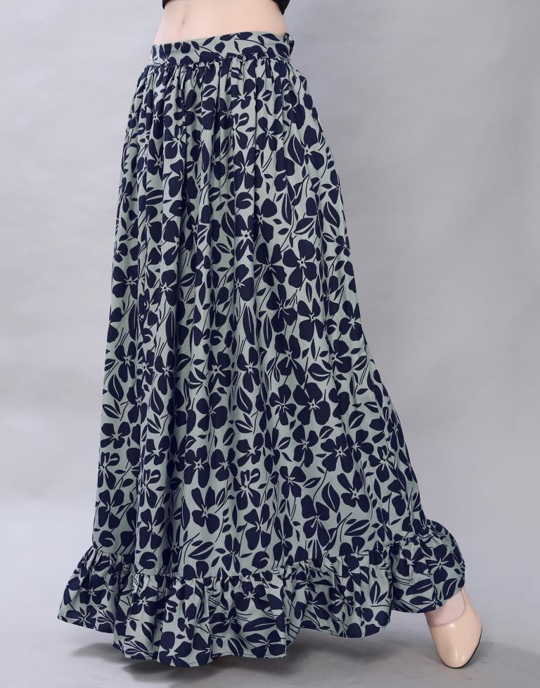 Grey Coloured Crepe Mill Printed Skirt | Sudathi
