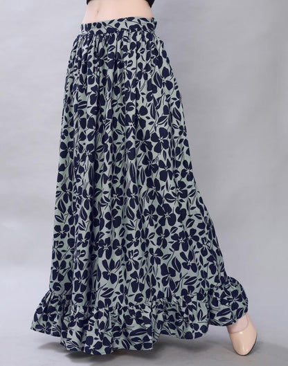 Grey Coloured Crepe Mill Printed Skirt | Sudathi