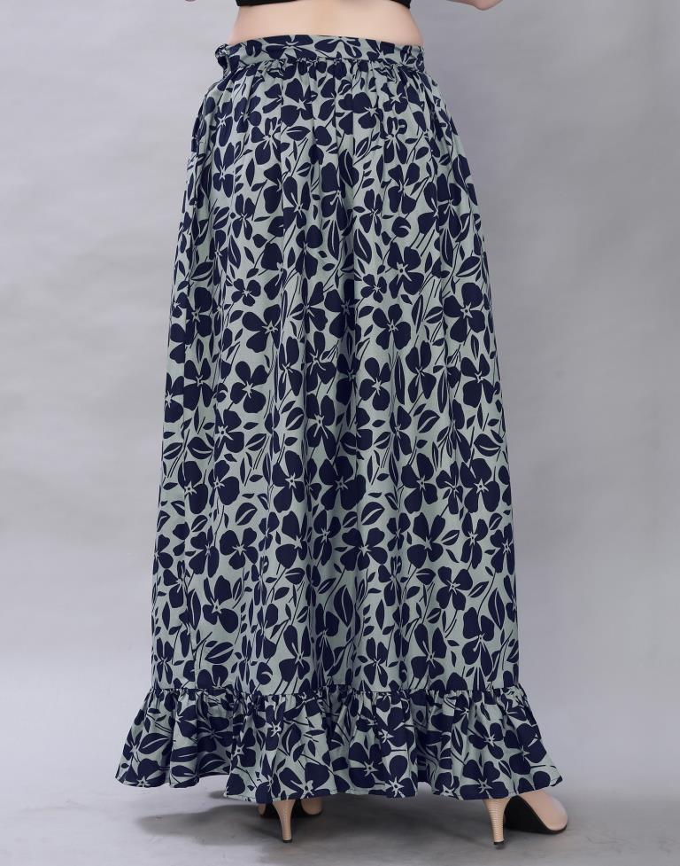 Grey Coloured Crepe Mill Printed Skirt | Sudathi