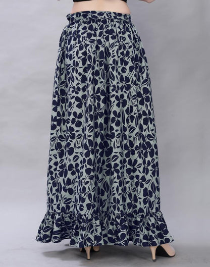 Grey Coloured Crepe Mill Printed Skirt | Sudathi
