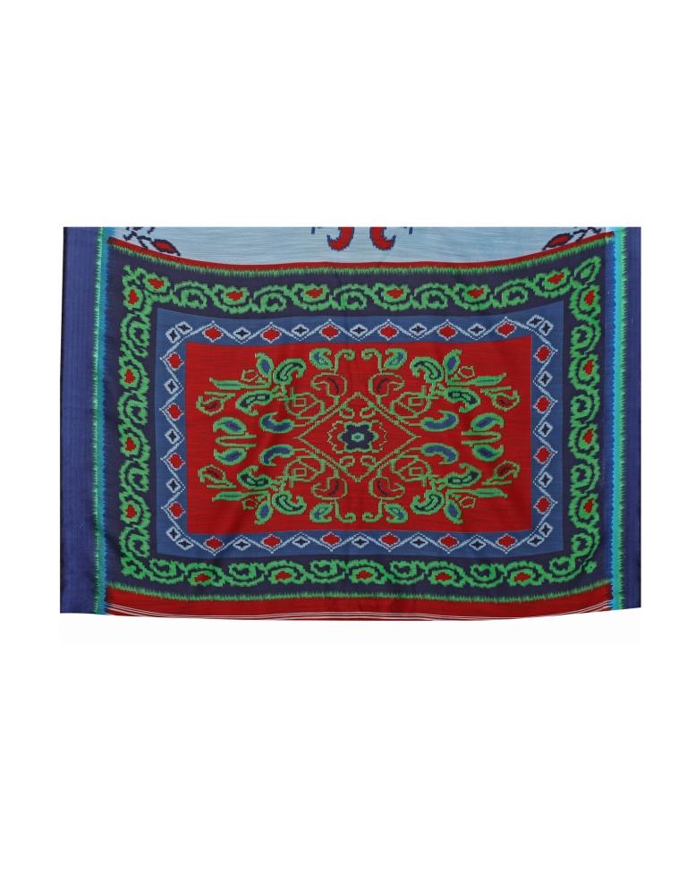 Sky Blue Coloured Cotton Blend Printed Casual saree | Leemboodi