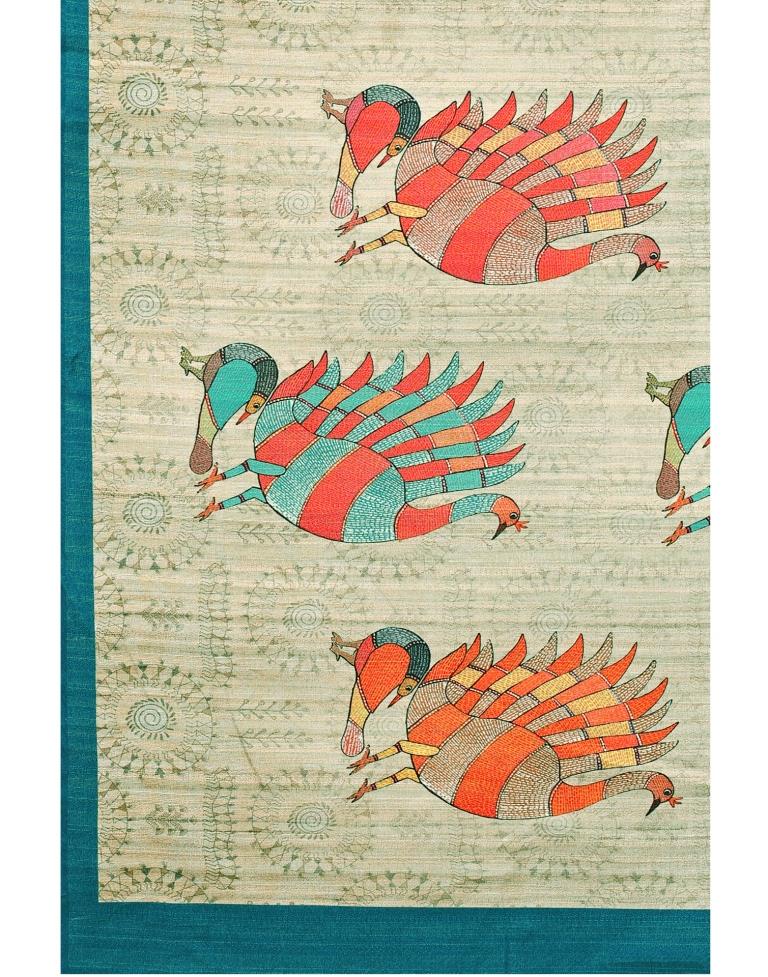 Mint Green Coloured Art Silk Digital Printed Partywear saree | Leemboodi