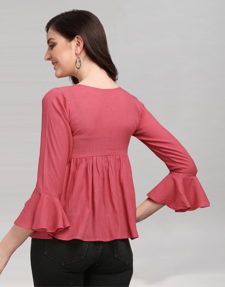 Angelic Pink Gathered Top | Leemboodi