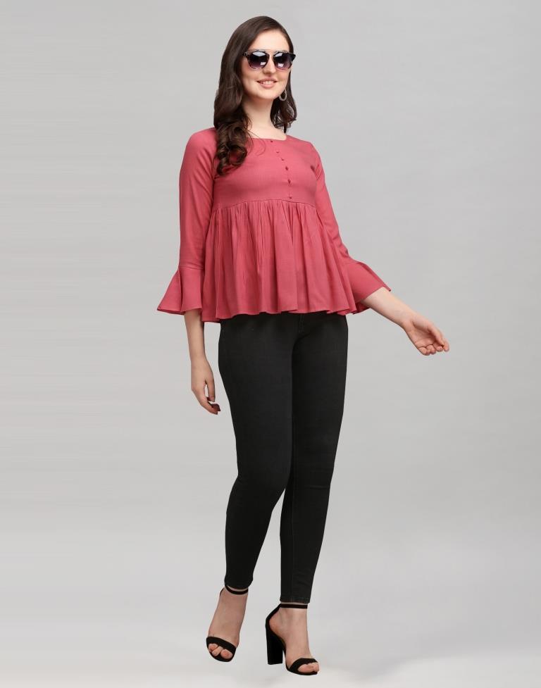 Angelic Pink Gathered Top | Leemboodi