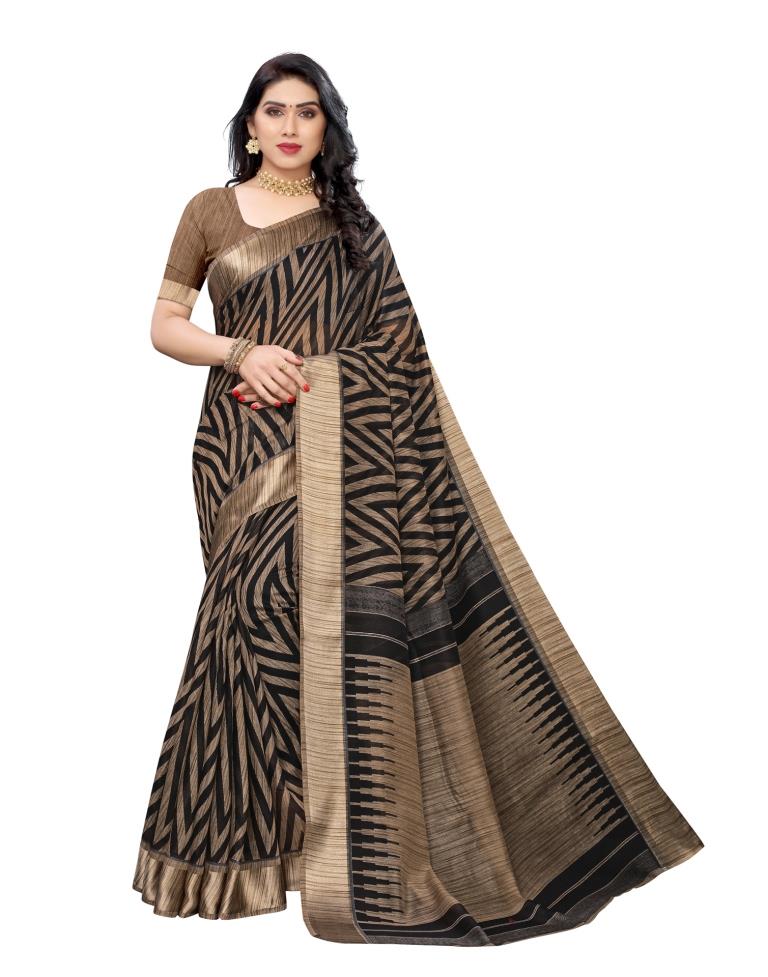 Black Coloured Cotton Blend Printed Casual saree | Sudathi
