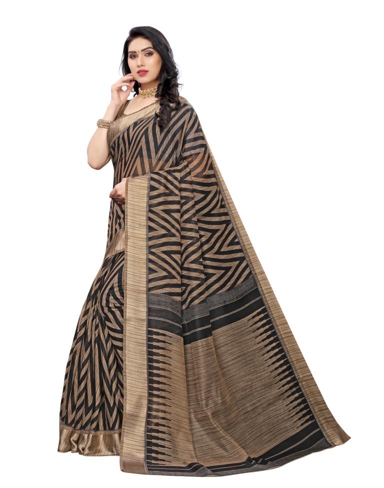 Black Coloured Cotton Blend Printed Casual saree | Sudathi
