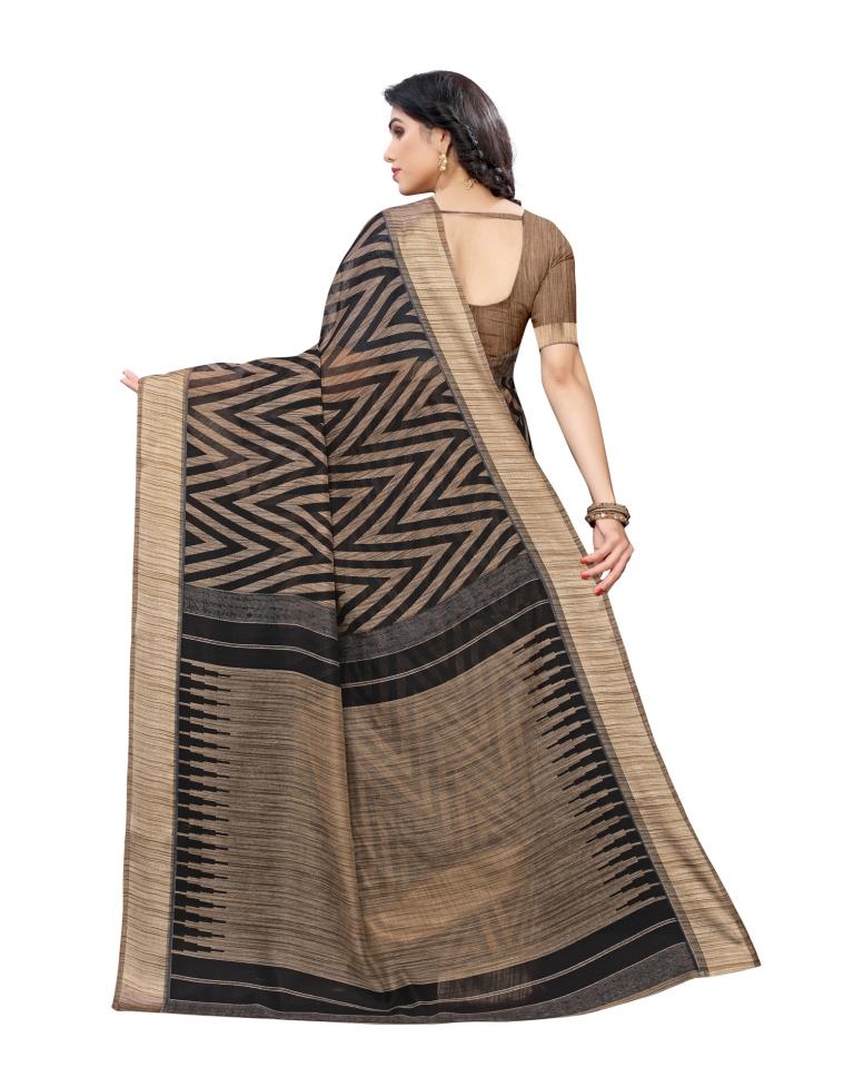 Black Coloured Cotton Blend Printed Casual saree | Sudathi