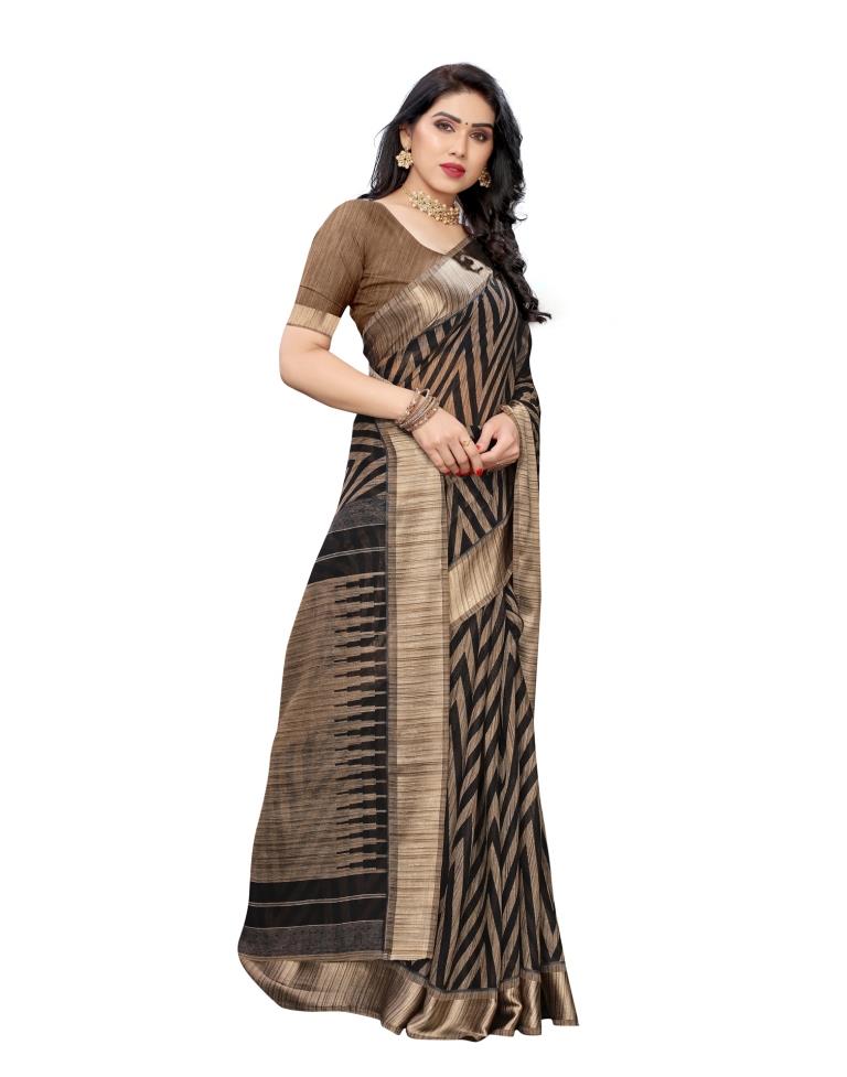 Black Coloured Cotton Blend Printed Casual saree | Sudathi
