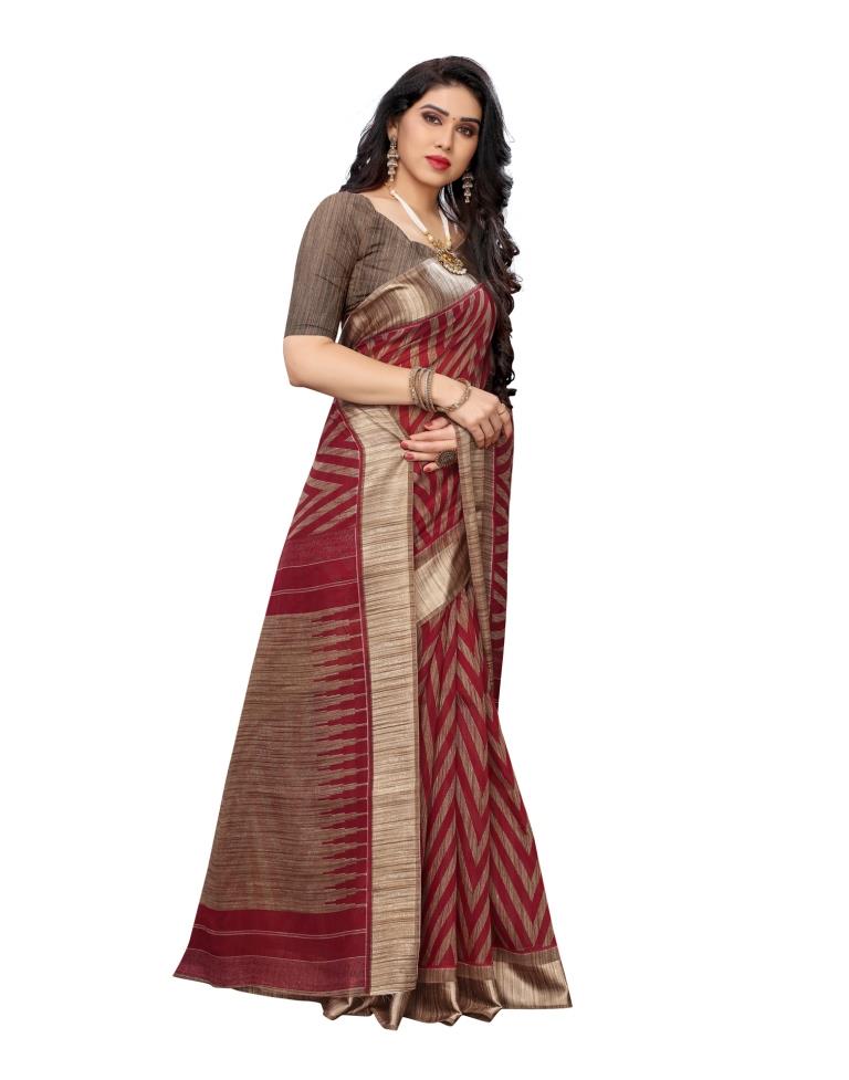 Red Coloured Cotton Blend Printed Casual saree | Sudathi