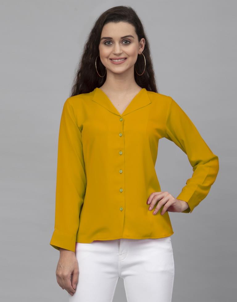 Ambitious Mustard Yellow Coloured Dyed Thick Georgette Tops | Sudathi
