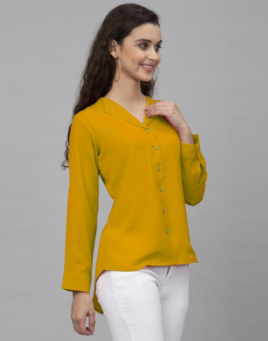 Ambitious Mustard Yellow Coloured Dyed Thick Georgette Tops | Sudathi