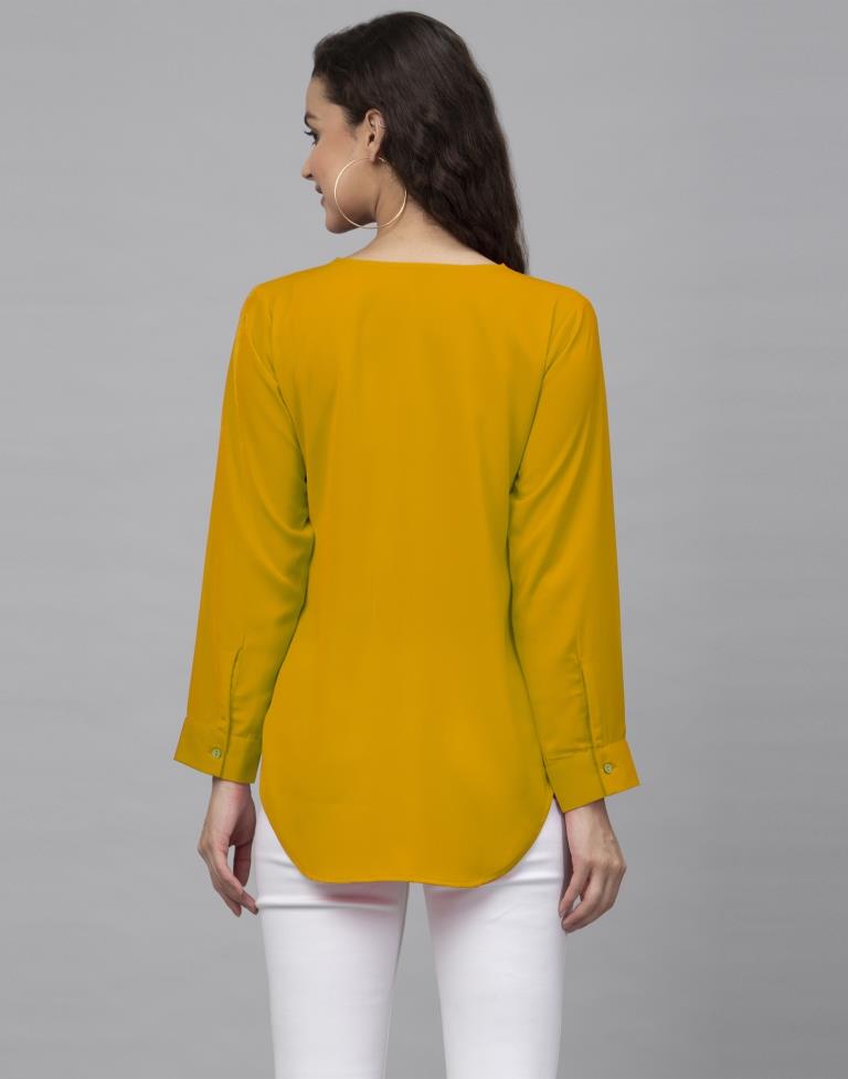 Ambitious Mustard Yellow Coloured Dyed Thick Georgette Tops | Sudathi
