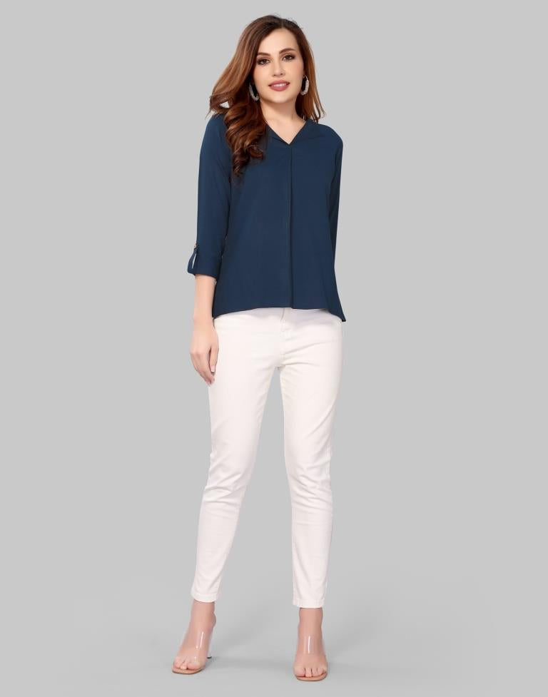 Navy Blue Colored Diva Slub Mill Dyed Top | Sudathi