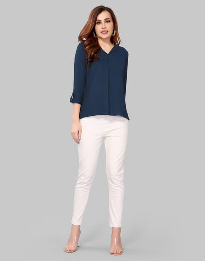 Navy Blue Colored Diva Slub Mill Dyed Top | Sudathi