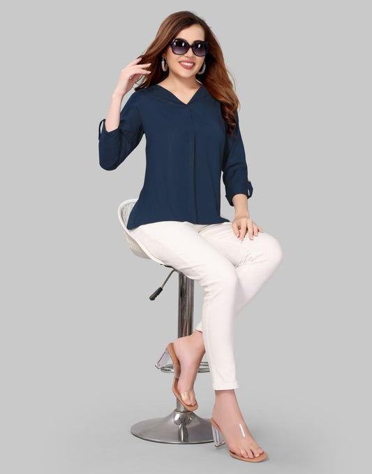 Navy Blue Colored Diva Slub Mill Dyed Top | Sudathi