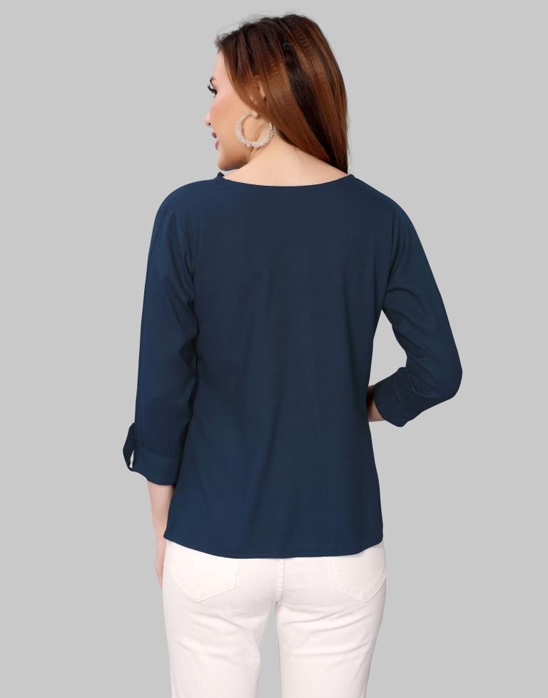 Navy Blue Colored Diva Slub Mill Dyed Top | Sudathi