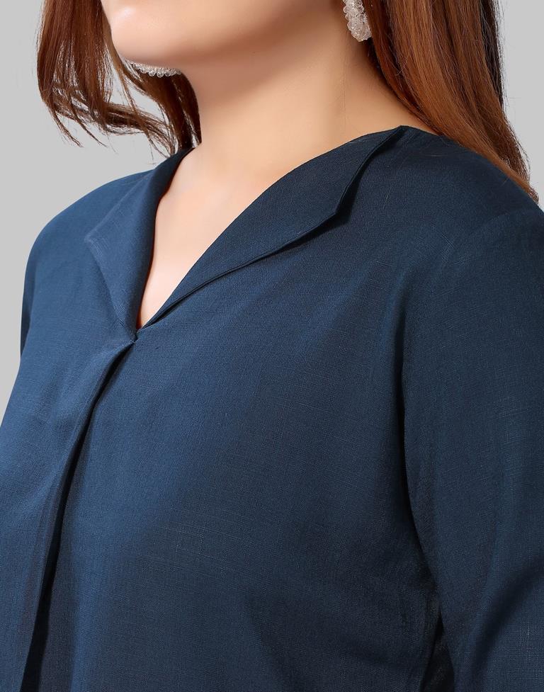 Navy Blue Colored Diva Slub Mill Dyed Top | Sudathi