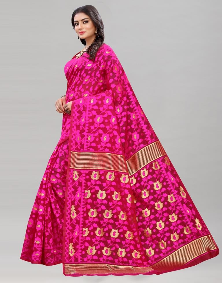 Pink Banarasi Cotton Saree
